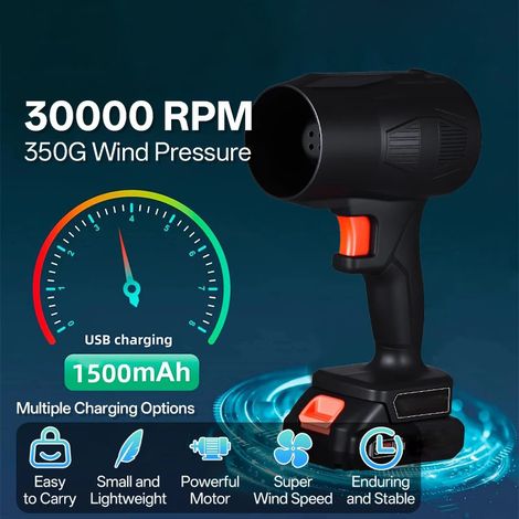 FLITI Cordless Leaf Blower, 30000RPM Powerful Motor, Lightweight 0.5kg, with 2 Batteries and Charger