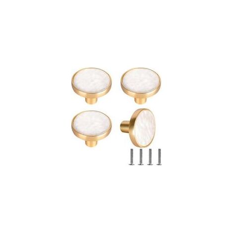4pcs Tiroir de Poignée Porte 32mm Bouton de Meubles Unique Trou Rond Boutons de Tiroir Boutons de Porte, Poignées de Meuble pour Placard Armoire Cuisine Blanc (1/5)