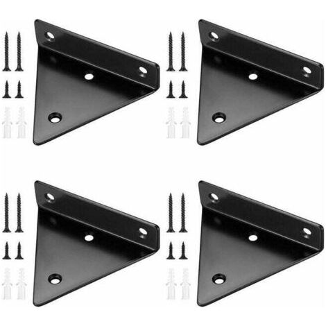4 Pièces Supports d'étagère Flottants, Supports à Tablettes Muraux Triangulaires Invisibles, Equerre Etagere Murale Métal pour étagère (1/4)