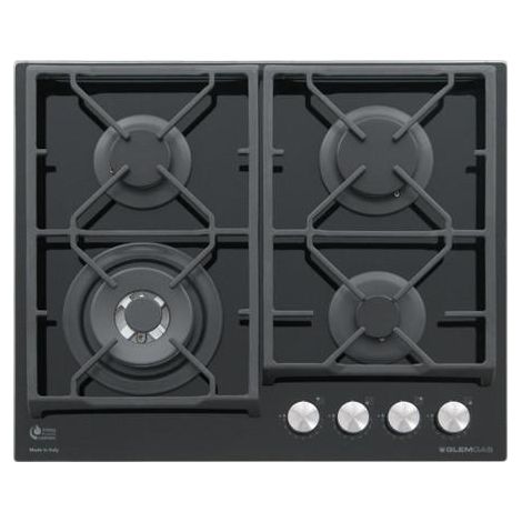 Glem Gas GV64TXBK. Colore del prodotto: Nero, Posizionamento dell'apparecchio: Da incasso, Dimensione della larghezza del piano cottura: 60 cm. Bruciatore piccolo: 1000 W, Bruciatore medio: 1750 W,... (1/3)