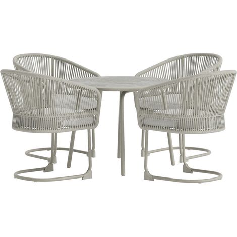 Ensemble Table de Jardin & 4 Chaises "Tilos" 90cm Gris (1/3)