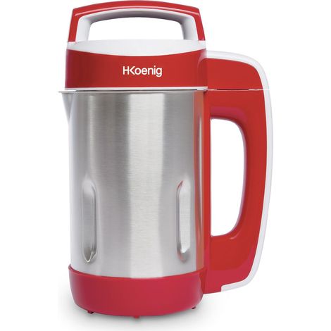 HKoenig Sopera Eléctrica y Licuadora, Máquina para Hacer Sopas, Batidos, o Compotas, 1.1 litros, 850 W, 4 Programas, Acero Inoxidable, Rojo MXC18, plástico