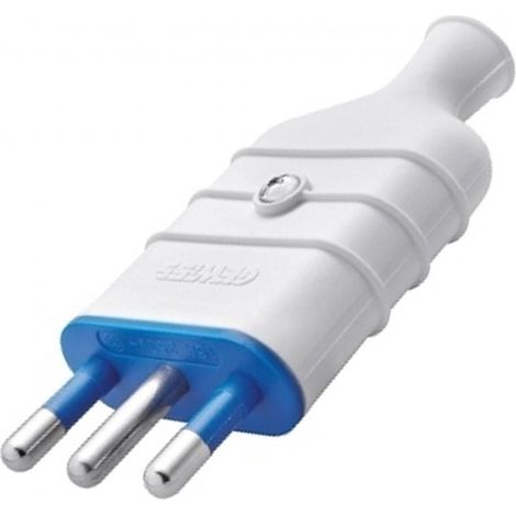 Spina Diritta 2P+T 10A 250V Bianco (Gewiss Cod. Gw28003)