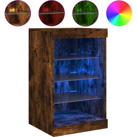Buffet,Bahut,Meuble de Rangement avec lumières LED chêne fumé 41x37x67 cm CFW72013 (1/5)