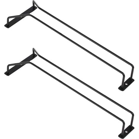 Wine Glass Holder Under Cabinet Black Metal Shelf Stemware Storage Rack 14" (1/5)