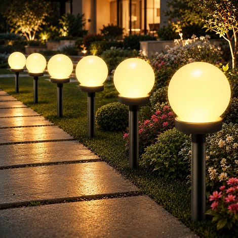 Lot de 6 lampes solaires d'extérieur en forme de boule, lampes solaires étanches pour jardin, lampe solaire étanche pour jardin, décoration de terrasse (1/5)