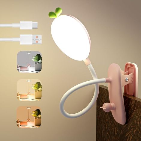 Lampe de Lecture à Pince, Rechargeable USB, Rose (1/5)
