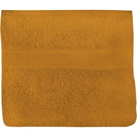 1 serviette de toilette, coton 500g/m², ultra absorbante, moutarde, 50x90 cm, salle de bain