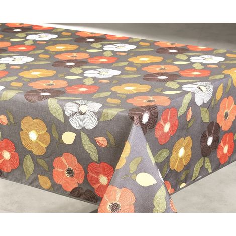 Tovaglia in poliestere 140x240cm Fiori Grigio su Appendino - Access Deco
