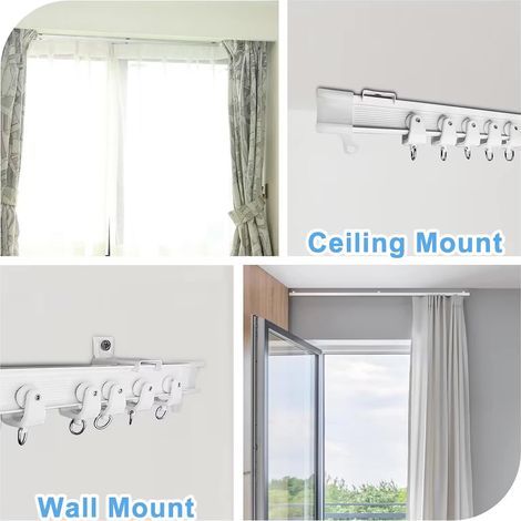 SNQ – Rail de rideau flexible 3 m – PVC durable avec feuilles métalliques – Support mural et plafond – Installation rapide pour espaces restreints (1/4)