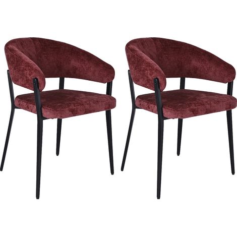Sedia con braccioli in Tessuto testurizzato e Metallo Nero Bordeaux - Lotto di 2 - AVRELA (1/5)