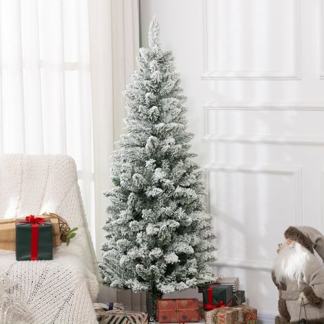 Albero di Natale artificiale innevato da 150 cm con 317 rami e supporto in metallo, albero di Natale verde per interni, soggiorno. (1/5)