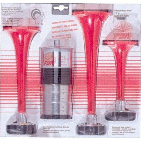 Avertisseur sonore 12V à 3 trompes homologué – Puissance 117 dB – Résine robuste – Installation facile avec accessoires inclus – Fisa
