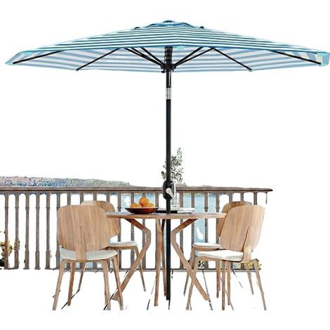Sonnenschirm, 2,7 m Durchmesser, wasserabweisendes Polyester, manueller Kurbelgriff, Neigefunktion, Gartenmöbel (1/5)