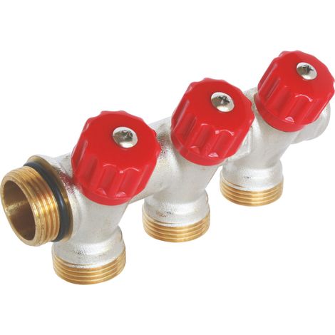 Collecteur de distribution 3 sorties, portée conique easy lock 3/4ek avec vannes