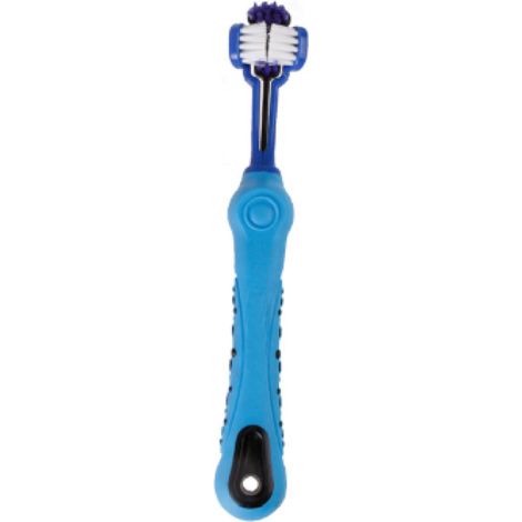 Lot de 2 brosses à dents 3 faces pour chiens et chats - Nettoyage buccal - Traitement de la mauvaise haleine et du tartre (1/5)