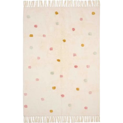 [GEBRAUCHT] B-Ware Little Dutch Teppich Vorleger Pünktchen Kinderzimmer Baumwolle Beige Rutschfest