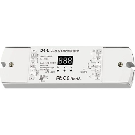 Décodeur DMX512 12-24V DC 5A par canal 4 canaux pour éclairage LED, compatible alimentation basse tension, 4 sorties indépendantes (1/5)