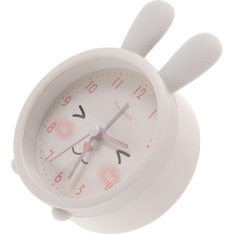 Réveil de Bureau Garçon et Filles en Silicone Blanc Horloge Silencieuse Veilleuse Intégrée Petite Horloge Décorative sans Pile Design Chat Cartoon pour Chambre et Dortoir (1/5)