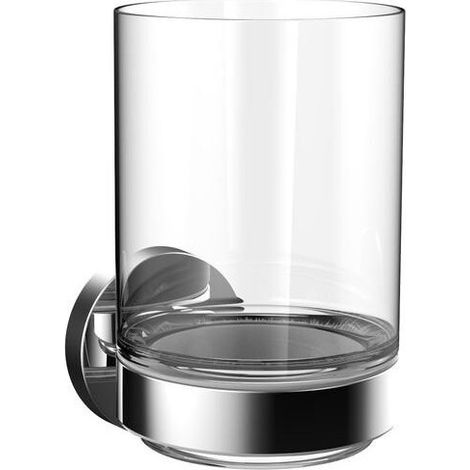 Porte-verre rond partie verre satiné. Chrome