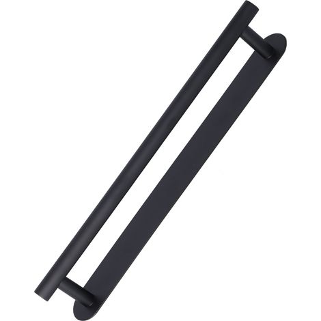 Handtuchhalter aus Edelstahl 304, bohrfreie Montage, Badezimmerausstattung, schwarzer Handtuchhalter 40 cm (Einzelstange) (1/5)