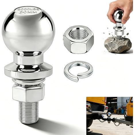 Boule d’Attelage 50 mm 3,5T – Filetage M25 Universel, Acier Renforcé Antirouille – Kit Complet avec Écrou (1/5)