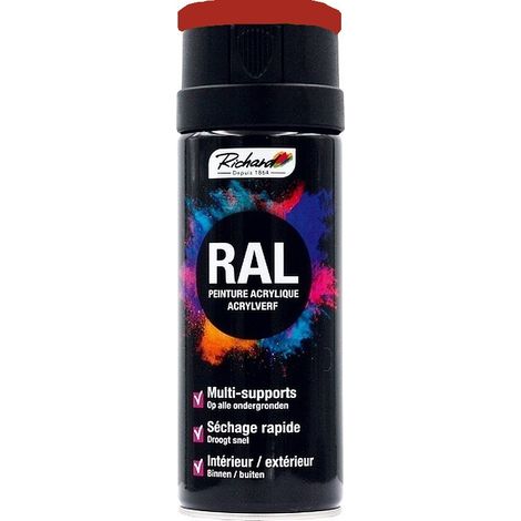Aérosol peinture acrylique RICHARD multi-supports RAL Rouge 400 ml Couleur RAL: RAL 3000 ROUGE FEU (1/2)