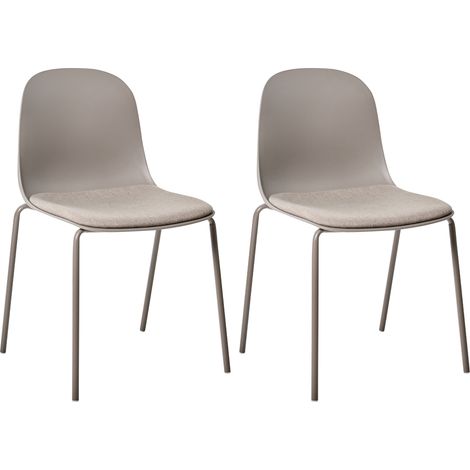 Conjunto de 2 sillas de conferencia asiento de poliéster respaldo de plástico patas de hierro mobiliario de oficina moderno gris pardo Dorr