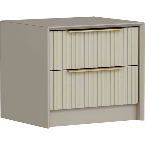 Nachttisch Moke, 2 Schubladen, 1 Fach, Schiebetüröffnung, 53x45x45h cm, Betongrau