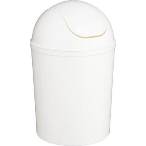 Poubelle de salle de bain 7L – Polypropylène blanc – Dimensions D. 19,5 x H. 33 cm – Déco tendance – Basic & Co