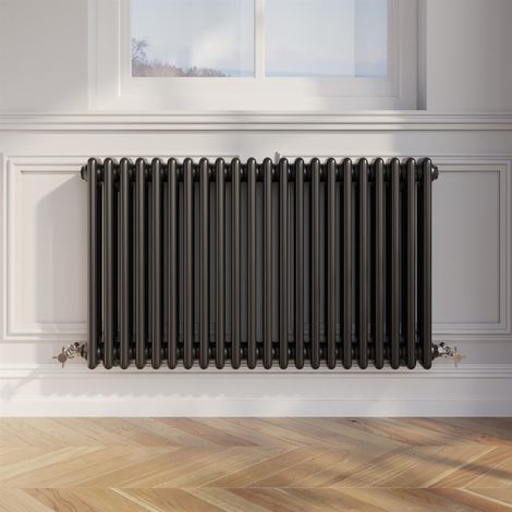 Traditional Black Colosseum Column Radiators Vertical Horizontal 600 x 1010mm Triple