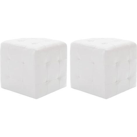 vidaXL Pouf 2 pz Bianco 30x30x30 cm in Similpelle (1/4)