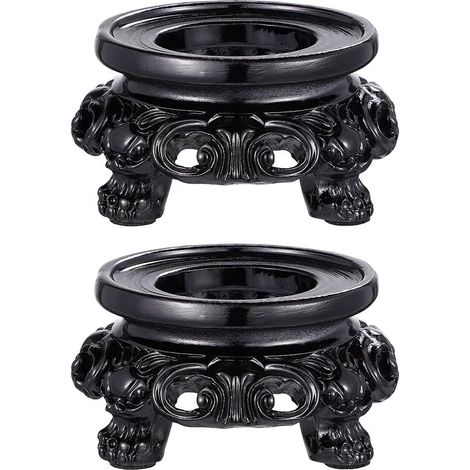Supports sphériques creux en résine noire pour cristaux, taille 3, lot (1/5)