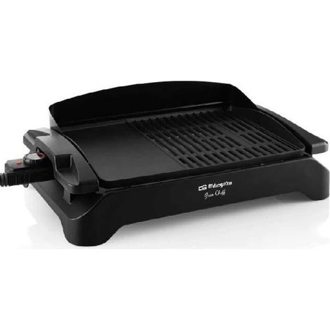 Barbecue de table électrique Orbegozo 2000W. Grille amovible. Double zone (gril et plancha)