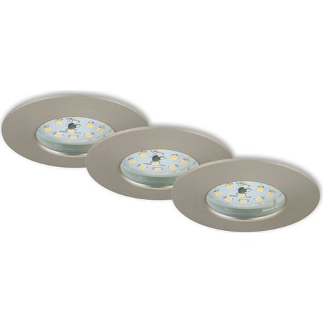Spot encastré LED rond sans transformateur de faible profondeur de montage Seulement 30 mm, Plastique, Nickel mat, 3er Set 5 watts (1/5)
