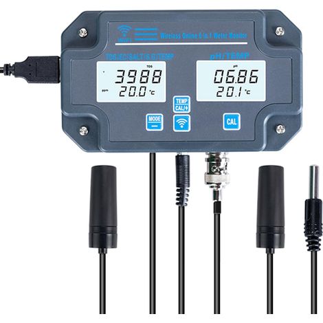 WLAN-Wasserqualitätstester, 6-in-1 PH/EC/TDS/SEL/S.G/Temperatur-Wasserqualitätsanalysator, APP-Fernüberwachung, geeignet für Trinkwasser-Aquarium-Hydrokulturlabor