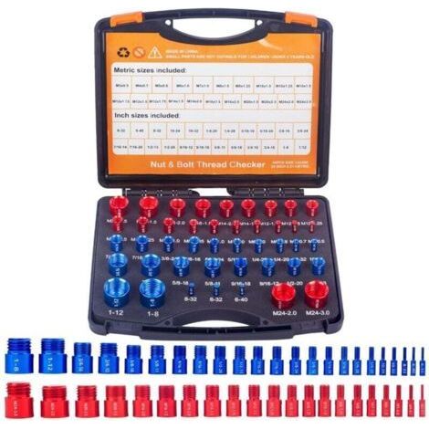 44 Male/Female Thread Tester, Thread and Screw Gauge (23 Inch and 21 Metric) Bolt and Nut Gauges for Recognizing Size on Delicate and Narrow Areas (1/5)