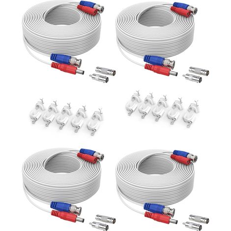 Câble de Video DC Power HD/AHD/TVI Préfabriqué Tout-en-Un BNC Vidéo pour CCTV Caméra DVR Système de Sécurité Surveillance Enregistreur Blanc (1/5)