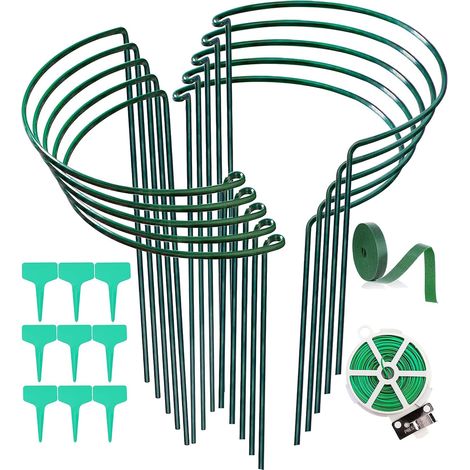 Lot de 10 Tuteurs pour Plantes, Tuteurs Demi-Ronds en Métal pour Plantes de Jardin, Cages et Supports pour Pivoines pour Plantes en Pot, Tomates, Légumes, Fleurs 20x35CM (1/5)