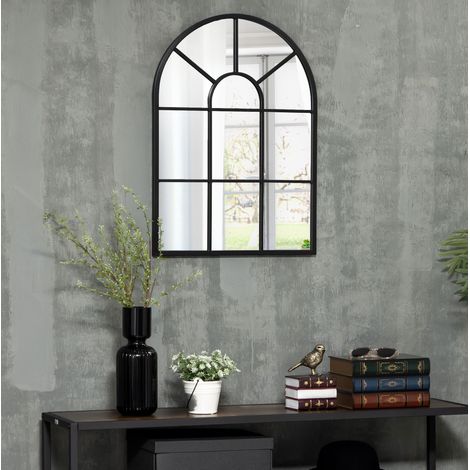 Espejo mural decorativo 50 x 70 cm con marco de metal negro DESVIAE (1/5)