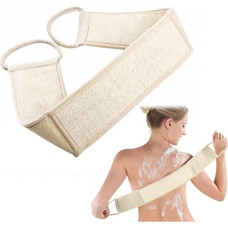 Éponge Loofah Naturelle - 1 Pièce - Coton Et Fibre Végétale - Exfoliation Douce - Dos Et Corps - Beige 80x8cm (1/5)