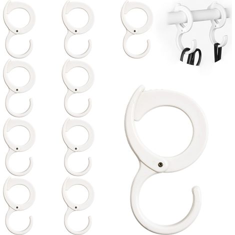 Crochet En Forme De S - Pour Bord De Table Jusqu'à 2,8 Cm - Fixation Sans Perçage - Boucle De Sécurité Réglable - Charge Maximale 4 Kg - Convient Pour Barres Jusqu'à 3,5 Cm - Lot De 10 Pièces (1/5)