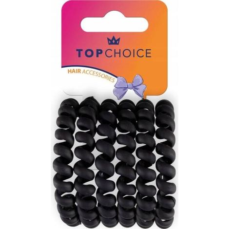 Gomas para el cabello impermeables TOP choice, 6 unidades, color negro, 20001