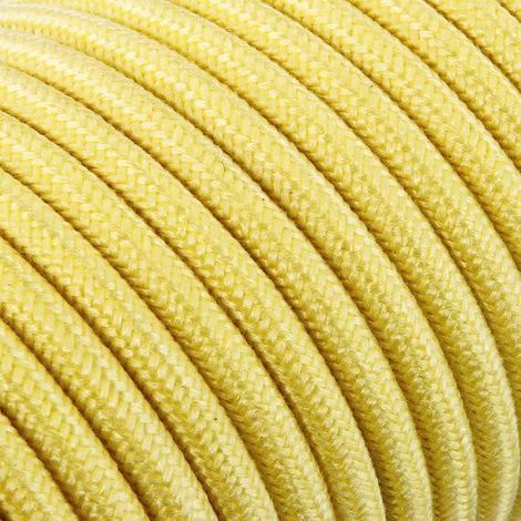 Fil Électrique Tissu Jaune 3x0,75mm² - Câble Électrique Textile de Qualité