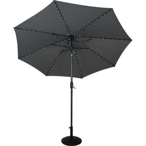 LED Tilt Parasol 2.7m With Tilt Base – Grey
