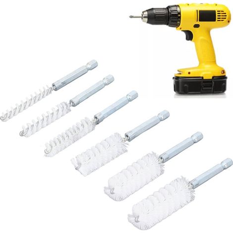 Lot de 6 brosses d'alésage en acier inoxydable de différentes tailles , brosse métallique torsadée avec poignée de 6,35 mm à tige hexagonale pour tubes et ports (1/4)