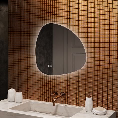 Artforma Miroir de salle de bain avec éclairage, 74x74, Interrupteur tactile, Anti-buée, LED Dual, Miroir Irrégulier (1/5)