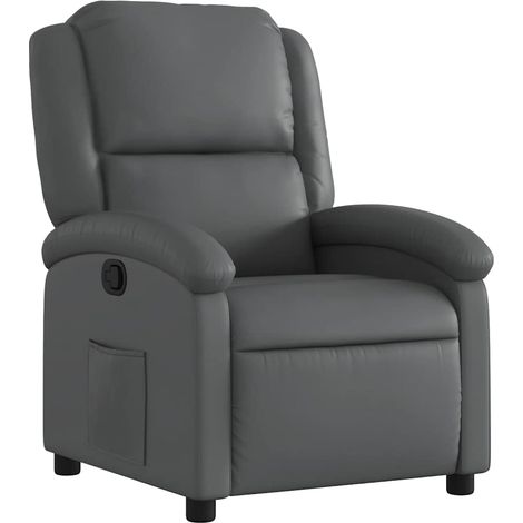 Sillón TV relax cómodo tapizado función reclinable manual en PVC gris DEC027967 (1/5)