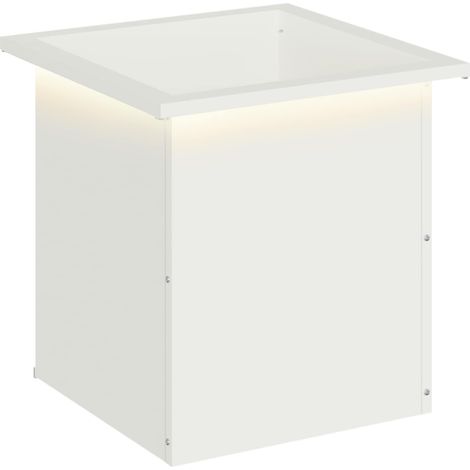 Garden Planter with LED White 40 x 40 x 40 cm Steel vidaXL