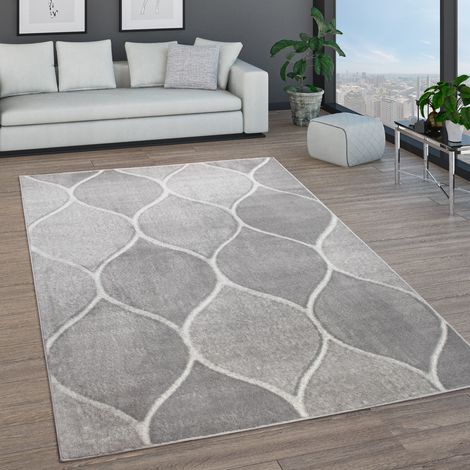 Paco Home Tapis De Salon Tapis Poils Ras Motifs Marocains Cercle Et Bordures Moderne 80x150 cm, Gris 10 (1/5)